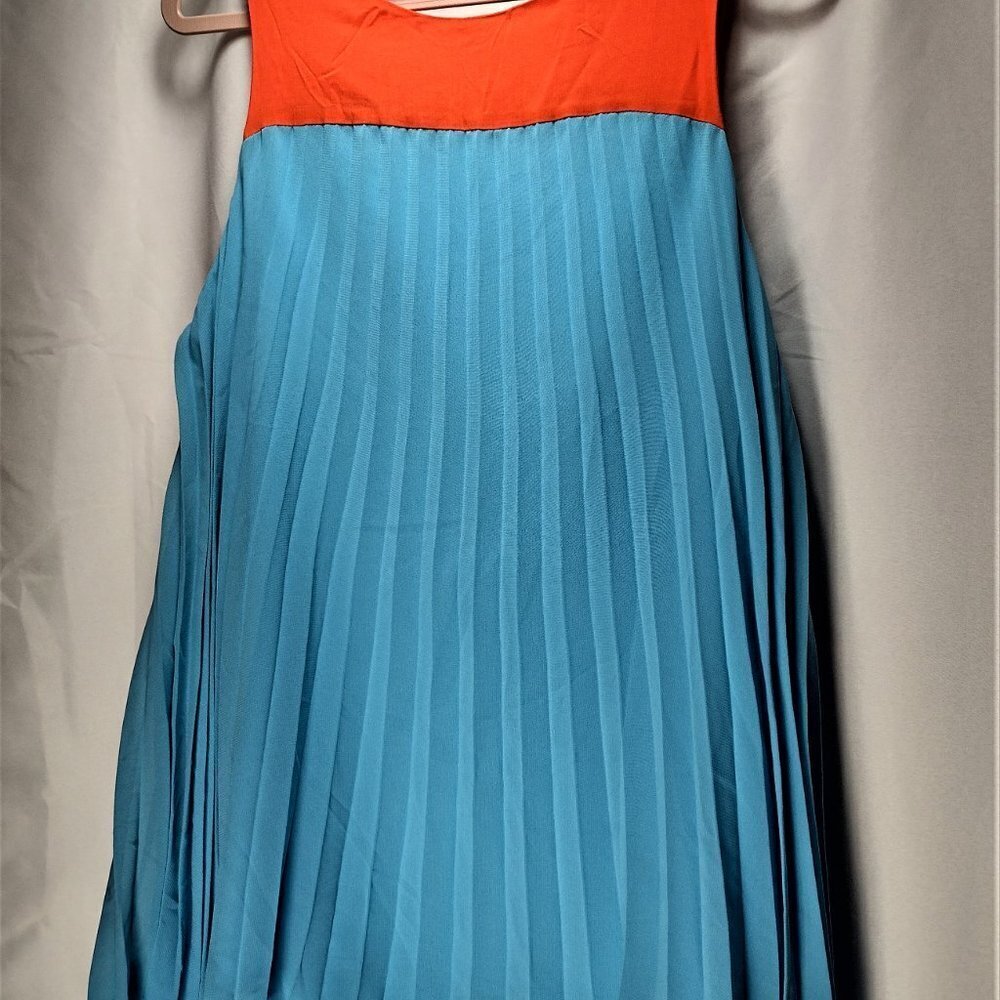 Nicole by Nicole Miller Orange And Blue Sleeveless High Neck Zipper Tank Top - Picture 2 of 9